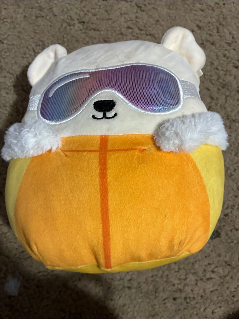 Squishmallows Polar Bear Pilot Plush - Yellow, Orange & Purple Accents